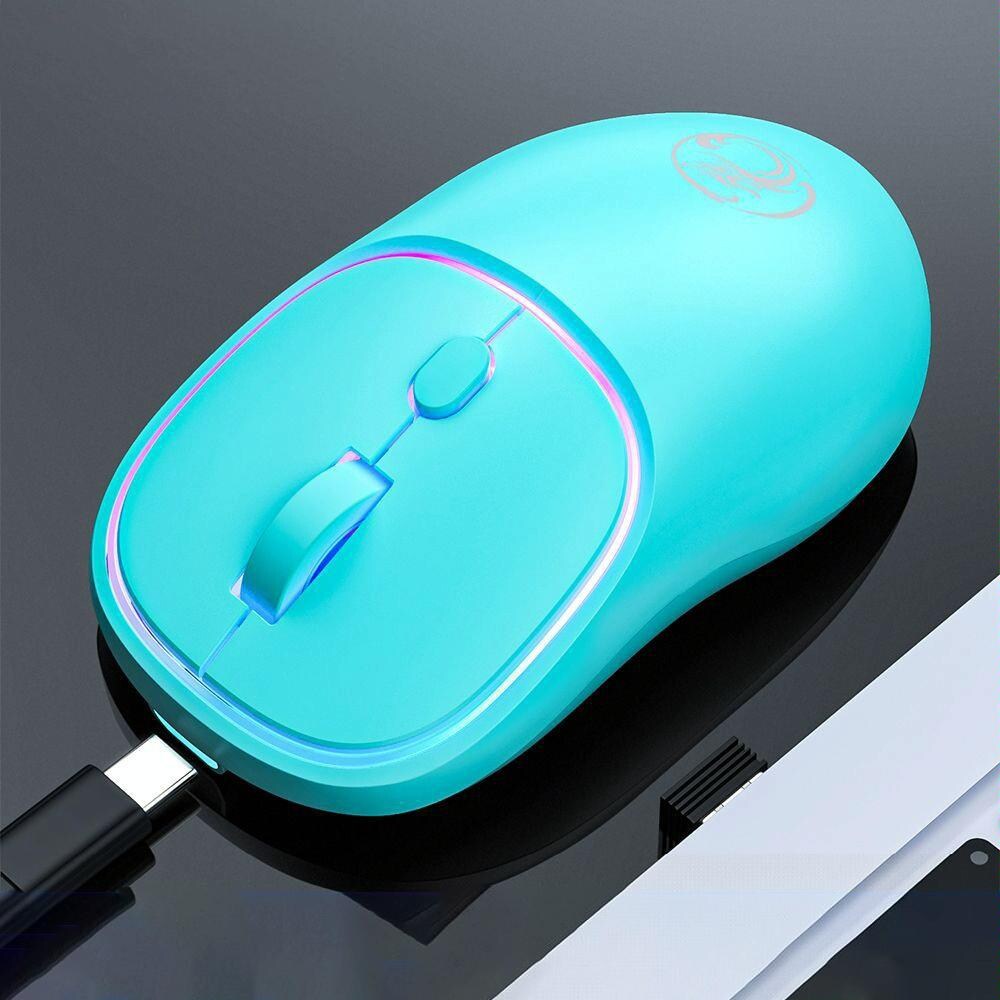 Souris Sans Fil Silencieuse Rechargeable 1600 DPI Rose Pour PC Et Mac Bleu YONIS