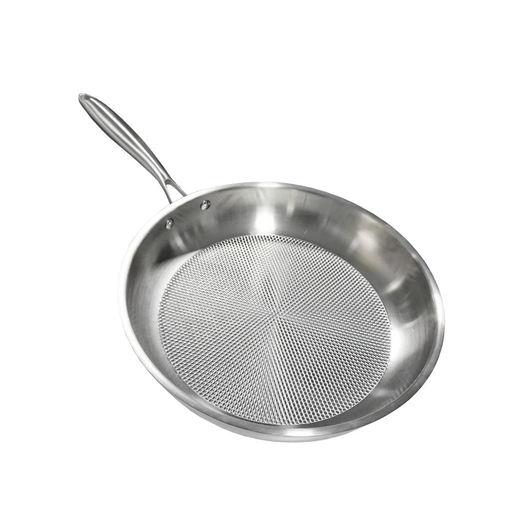 Sartén triple de acero inoxidable de 28 cm