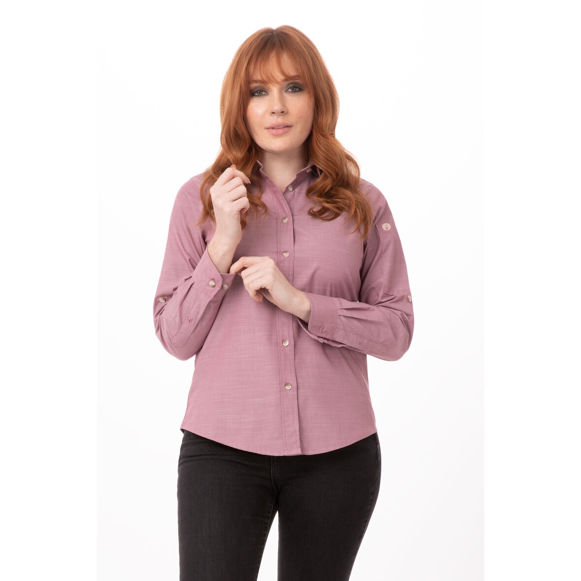 Chef Works® CHAMBRAY Damenbluse Altrosa Größe 2XL