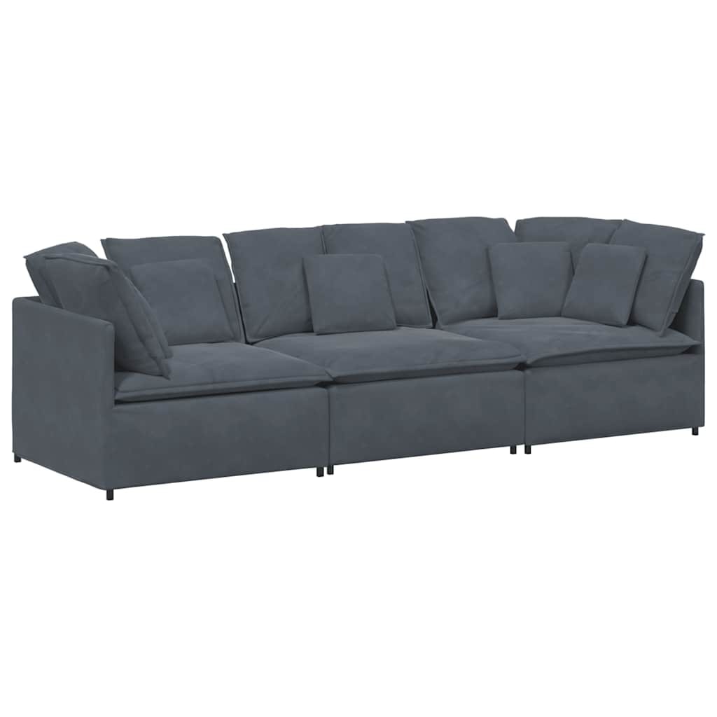 vidaXL Modulares Sofa mit Kissen Samt Dunkelgrau