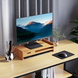 thumbnail of Monitorständer aus Bambus 49x26x12 cm Natur mit Schublade und Ablagefach Schreibtisch Organizer, stabile Erhöhung bis 10 kg