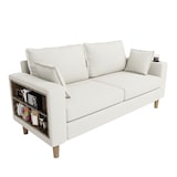 thumbnail of Zweisitzer-Sofa Chenille Beige 173x68x77 cm mit Stauraum, Getränkehaltern und 2 Rückenkissen