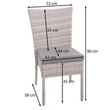 thumbnail of 2er-Set Poly-Rattan Stuhl HWC-G19, Balkonstuhl Gartenstuhl, stapelbar ~ grau-braun, Kissen dunkelgrau