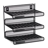 thumbnail of Relaxdays Briefablage Metall, 3 Fächer zum Beschriften, A4, Büro & Arbeitszimmer, Wandmontage, HBT 32x33x25 cm, schwarz