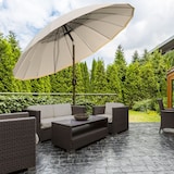 thumbnail of Chapéu de Sol de Jardim Ø2,5x2,4 m com Manivela Manual Mastro Flexível Impermeável e 18 Varas para Exterior Creme