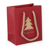 thumbnail of Nette 25 Weihnachtstaschen mit Kordel Motiv Goldtanne Papiertaschen 12+7x14cm