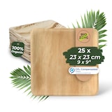thumbnail of BIOZOYG 25 Stück Einwegteller 23x23cm Palmblatt-Teller, quadratisch, biologisch abbaubar, umweltfreundlich, kompostierbar, Wegwerfteller