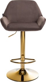 thumbnail of 2er Set Barhocker BIKEL - Samt Braun 51x52x89 cm Gold | Barstuhl Höhenverstellbar Mit Lehne Drehbar Tresenhocker Tresenstuhl Kneipenhocker