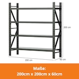 thumbnail of Lagerregal 200x60x200cm 300kg Schwerlastregal Regal Kellerregal 4 Böden Schwarz