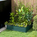 thumbnail of Outsunny jardinera exterior grande rectangular de acero galvanizado con base abierta para cultivar plantas flores hierba 120x120x30 cm verde