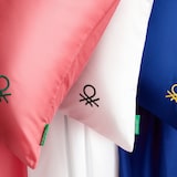 thumbnail of Benetton - Conjunto de cama king size de 4 peças: lençol plano (270x280cm), lençol justo (200x200cm), 2 fronhas (50x85cm) 100% algodão azul