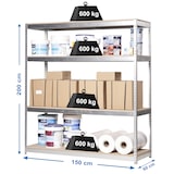 thumbnail of Scaffale metallico senza viti con vassoi in truciolato Simonforte 4 ripiani. Colore galva/legno 2000x1500x600 mm