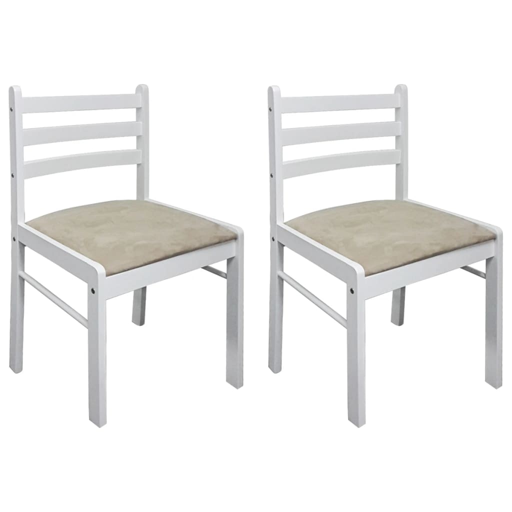 Décoshop26 - Conjunto de 2 sillas de comedor/cocina de diseño clásico en madera maciza de caucho y terciopelo blanco CDS020170