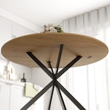 thumbnail of HOMCOM mesa de comedor redonda para 4 personas mesa de cocina industrial con estructura de acero Ø120x75 cm roble