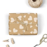 thumbnail of Bobina papel de regalo, rollo grande 62cm x 100m •kraft corazones• ideal para: tiendas negocios comercios envolver regalos cumpleaños