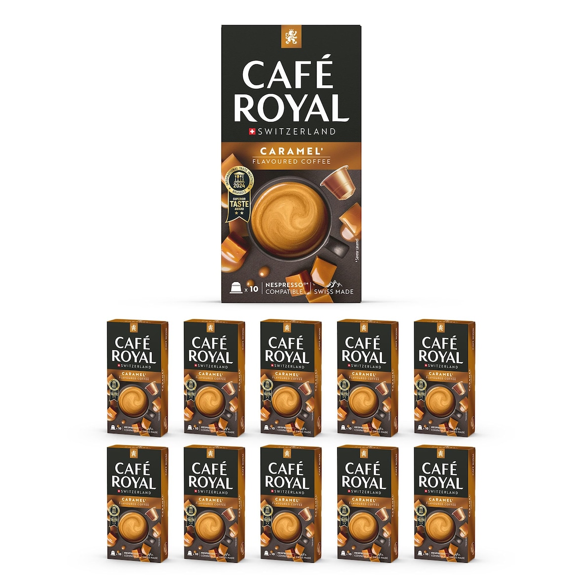 Café en Capsules Aluminium - Café Royal Pro | 100 Dosettes - Compatibles avec les Machines à café Nespresso®* Alu à usage Domestique - SAVEUR CARAMEL