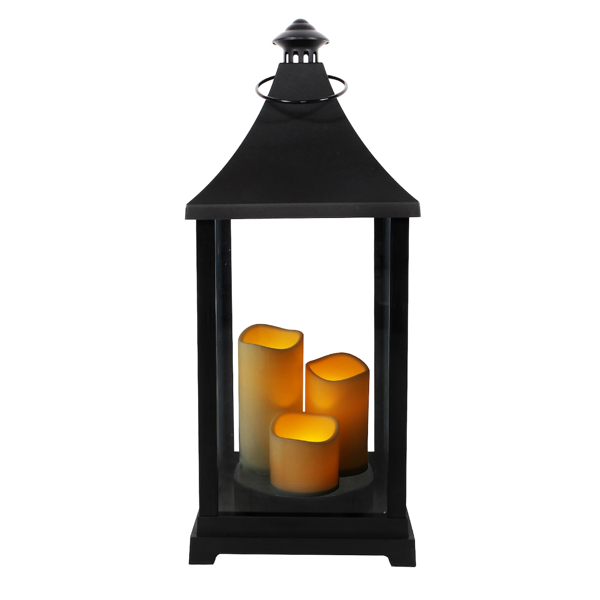 Große Laterne Windlicht Stalllaterne Gartenlaterne inkl. 3 LED Kerzen Timer H59xB24cm