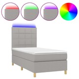 thumbnail of vidaXL Boxspringbett mit Matratze & LED Hellgrau 80x200 cm Stoff