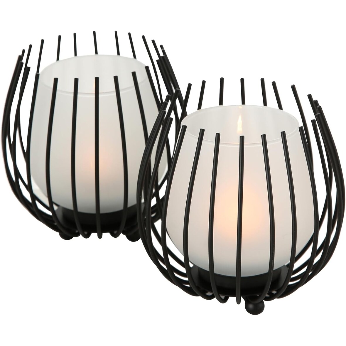 Windlicht Laval Eisen Glas Schwarz H 12cm 2 teilig