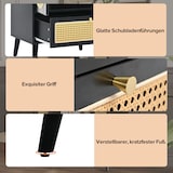 thumbnail of Merax Kompaktes Sideboard, Rattan-Design, Schwarz, Highboard, Esszimmerschrank, Bücherregal