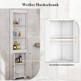 thumbnail of Badezimmer Hochschrank 170x50x26 cm Weiß Eckdesign mit 3 offenen Fächern, 2 Türen und verstellbaren Einlegeböden aus MDF, platzsparend