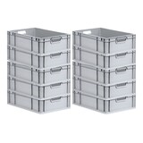 thumbnail of PROREGAL 10x Eurobox NextGen Grip mit Scharnierdeckel & grünen Verschlüssen | HxBxT 17x40x60cm | 34 Liter | Griffe offen | Glatter Boden
