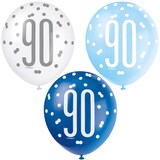 thumbnail of 6 Luftballons blau & silber Zahl 90