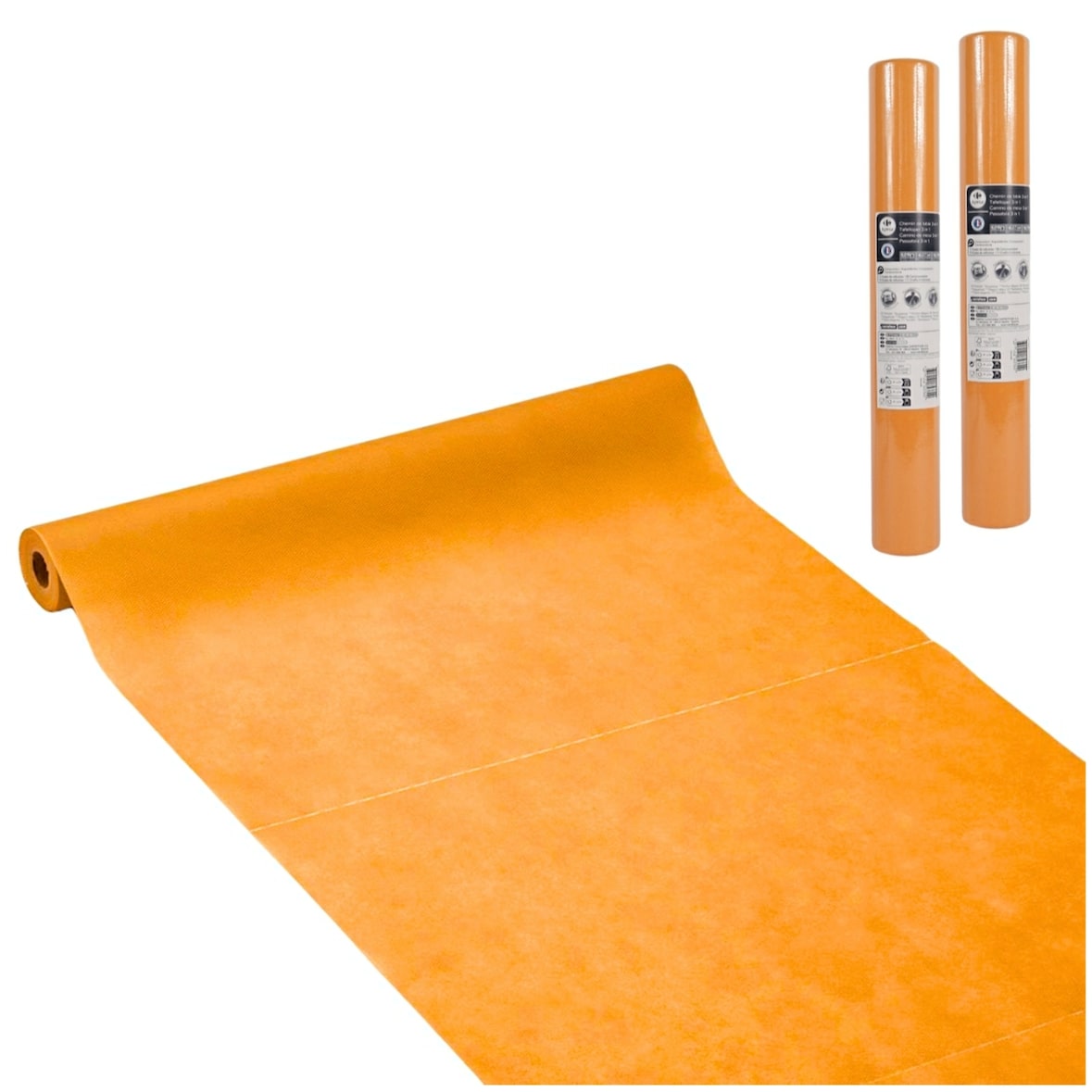 3-IN-1 ROL Tafelloper en Placemats Airlaid - Oranje - 40 x 480 cm - 2 Rollen