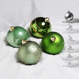 thumbnail of Christbaumkugel Weihnachtskugel Glas D: 10cm glänzend matt grün salbeigrün 4 St.