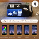 thumbnail of Couchtisch 100x50x35 cm Hochglanz Glasplatte LED-Schubladen Stauraum Ablage Wohnzimmer Tisch modern Design schwarz