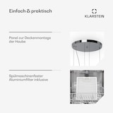 thumbnail of Klarstein Barett Inselabzugshaube Ø35 cm Umluft 558 m³/h LED Aktivkohlefilter Schwarz