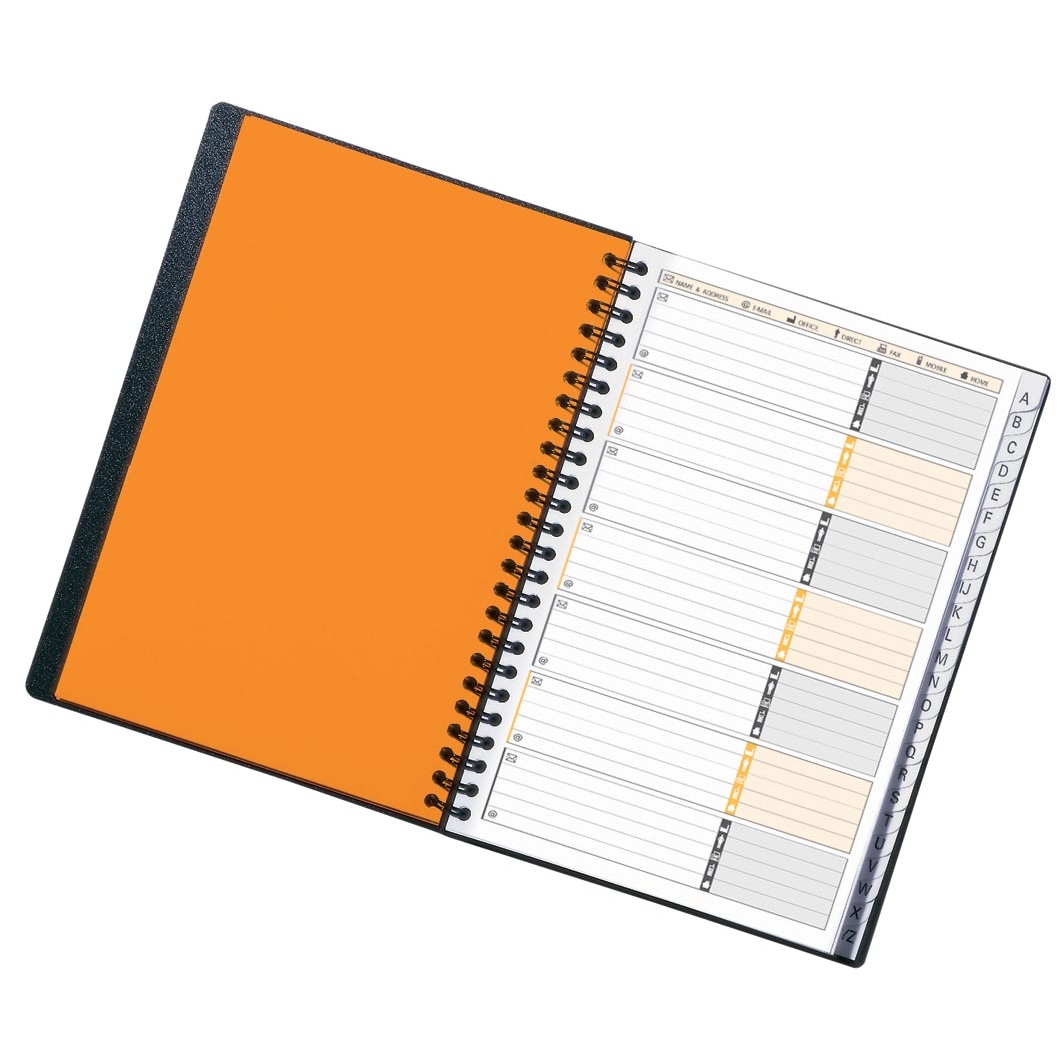 OXFORD Cahier ADRESSBOOK spirales 144 pages 80g réglure bi-colore 17x21cm Couverture polypro Gris