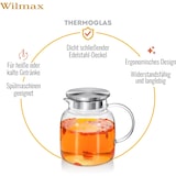 thumbnail of Wilmax Borosilikat Glas Krug mit Edelstahl-Deckel, 1000ml