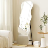 thumbnail of HOMCOM espejo de pie cuerpo entero 160x50 cm sin marco, espejo de pie forma ondulada con soporte y base de madera, para salón, entrada, negro