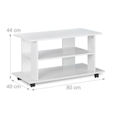 thumbnail of Relaxdays TV Board mit Rollen, 2 Fächer für Fernseher, Konsole & Receiver, fahrbarer Fernsehtisch, HBT 45x80x40 cm, weiß