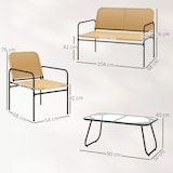 thumbnail of Outsunny conjunto jardín exterior de ratán resistente a la intemperie con 2 sillones sofá de 2 plazas y mesa de tablero de vidrio templado natural
