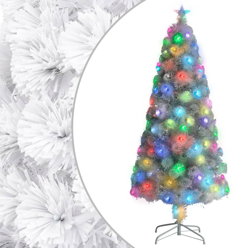 vidaXL Künstlicher Weihnachtsbaum mit Beleuchtung Weiß 150cm Glasfaser