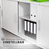 thumbnail of bümö Schiebetürenschrank 3OH - Aktenschrank abschließbar, Sideboard Schrank mit Schiebetüren in Weiß/Silber, Bogengriff - Büroschrank aus Holz mit