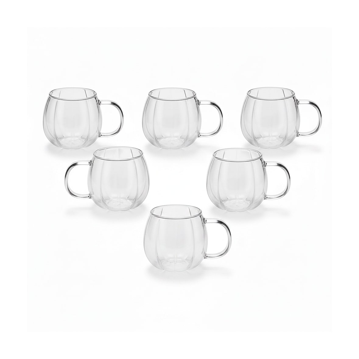Relaxdays Gläser, 6er Set, mit Henkel, 400 ml, für Kaffee, Latte Macchiato & Tee, Borosilikatglas, Teetasse, transparent