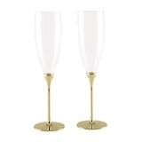 thumbnail of Lot de 2 flûtes à champagne en verre sur pied en métal doré