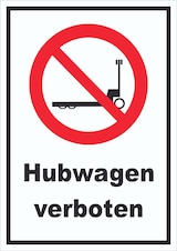 thumbnail of Schild Hubwagen verboten A4 Rückseite selbstklebend