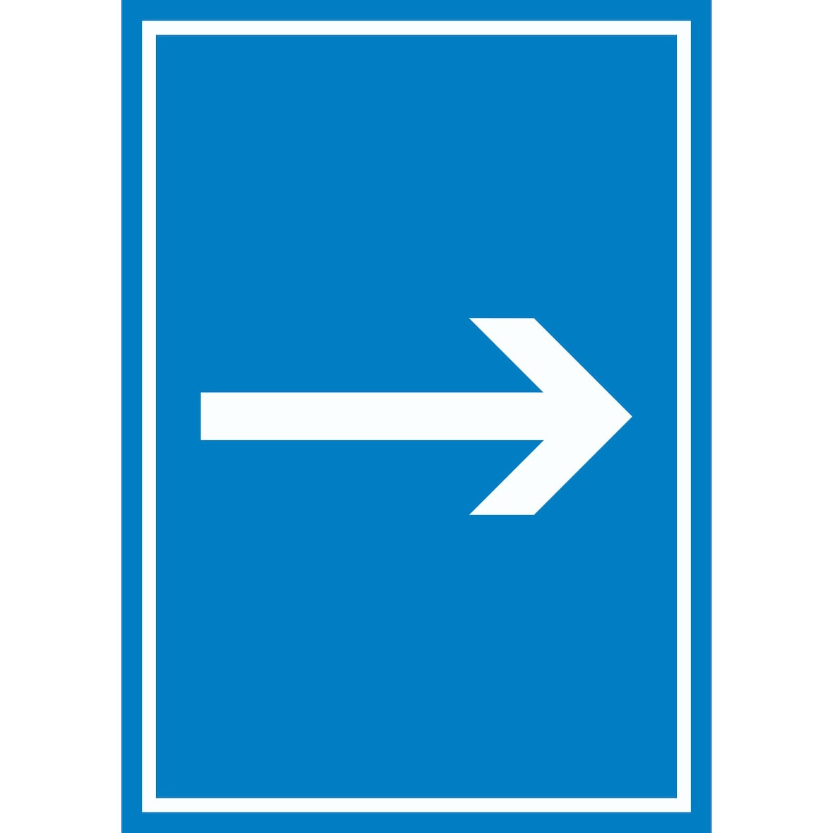 Richtungspfeil rechts Schild hochkant weiss blau Pfeil A2 Rückseite selbstklebend