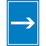 thumbnail of Richtungspfeil rechts Schild hochkant weiss blau Pfeil A2 Rückseite selbstklebend