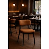 thumbnail of METRO PROFESSIONAL Chaise de restaurant rembourrée Alisora, lot de 2, bois de hêtre/simili cuir, brun cognac/wenge