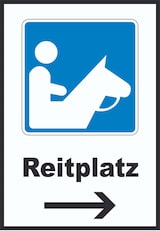 thumbnail of Reitplatz Schild mit Pfeil rechts A4 (210x297mm)
