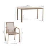 thumbnail of Set de comedor de jardín con mesa rectangular 140x85 cm y 6 sillas con reposabrazos en textilene resistente para terraza exterior David+Victoria-taupe