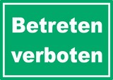 thumbnail of Betreten verboten Schild grün-weiß A3 Rückseite selbstklebend