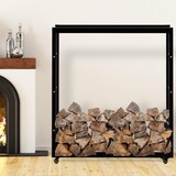 thumbnail of DELUKE® Kaminholzregal innen Metall SATLO mit Rollen Brennholzregal innen Kaminholzständer Kaminholzhalter Feuerholzregal Schwarz, 25x125x150cm