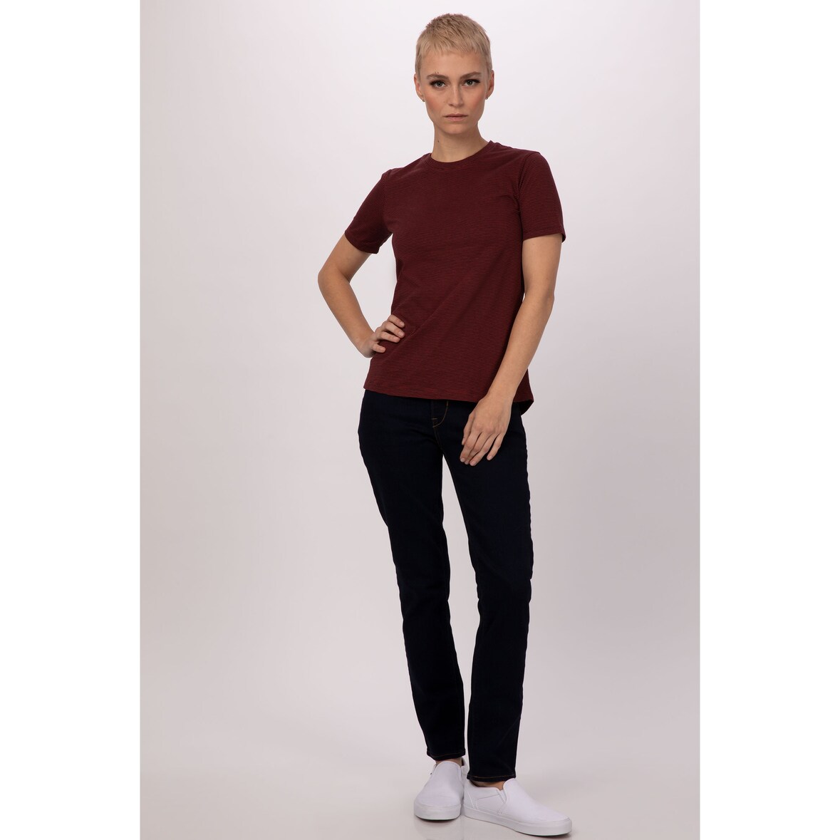 Chef Works® Gestreifte T-Shirts Damen Urban Collection Artikel SHT01W Rot Größe L