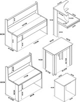 thumbnail of VCM Essgruppe Esal Anthrazit / Honig-Eiche H. 80 x B. 153  x  T.  123 cm